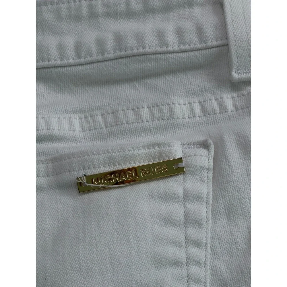 Michael Kors Womens White Skinny Jeans Gold Hardware Size 4 Stretch Denim